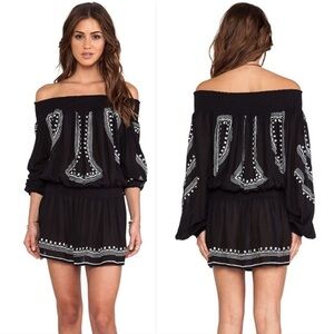 Tularosa Jacqueline Off Shoulder Embroidered Mini Dress Size Small